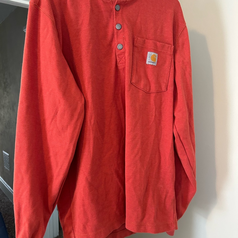 Carhartt Red Long Sleeve Henley Shirt